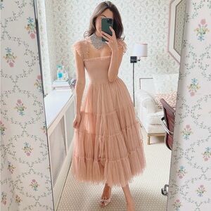 Hill House Blush Peach Tulle Midi Dress